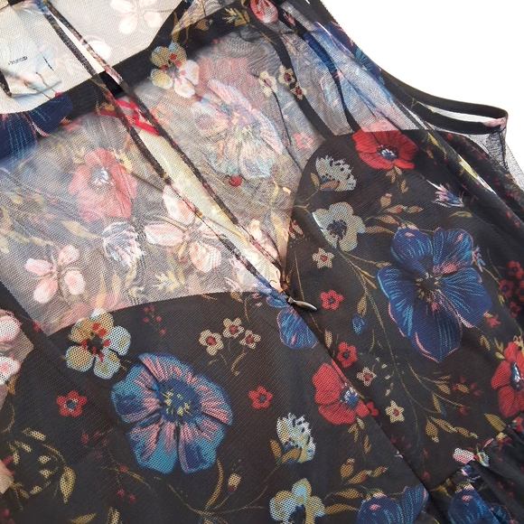 LC Lauren Conrad Disney Snow White Enchanted Black Floral Dress Womens Size 10 - Picture 11 of 12